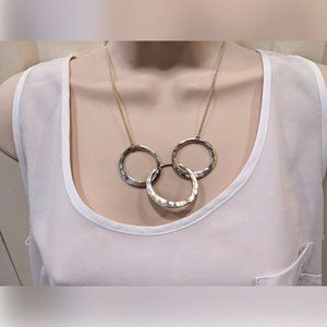 Kenneth Cole Hammered Silver Hooped Pendant Necklace